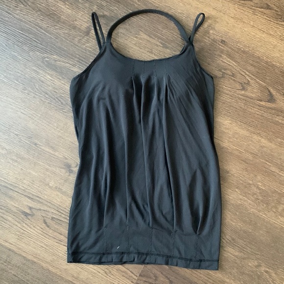 lululemon athletica Tops - Lululemon black strappy halter tank top with built in bra size 4